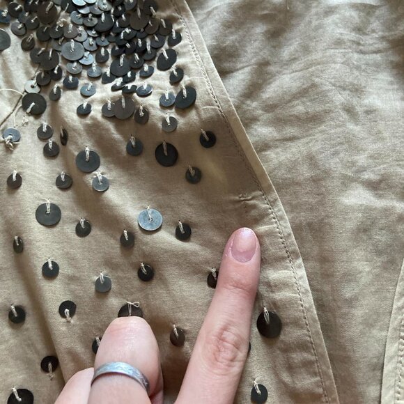 y2k 2000s vintage GAP tan cotton eclectic fairy shrug w metal sequins - Picture 7 of 8